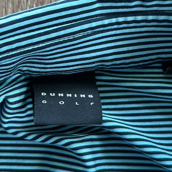 Dunning Golf Performance Polo Teal & Blue Striped Medium - Picture 3 of 5